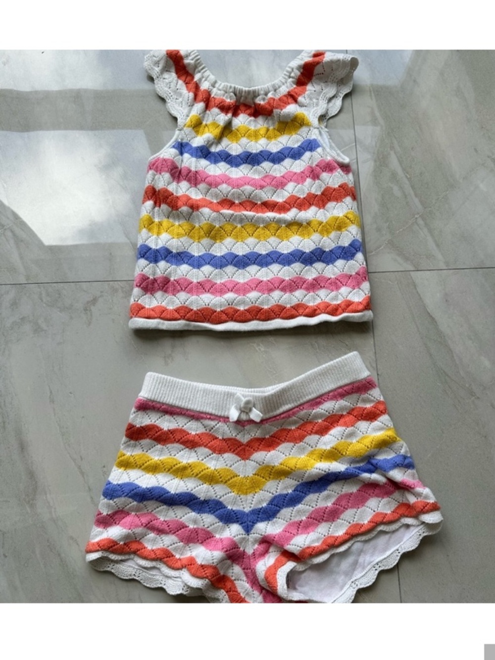 Janie & Jack 2pc shorts crochet set size 12